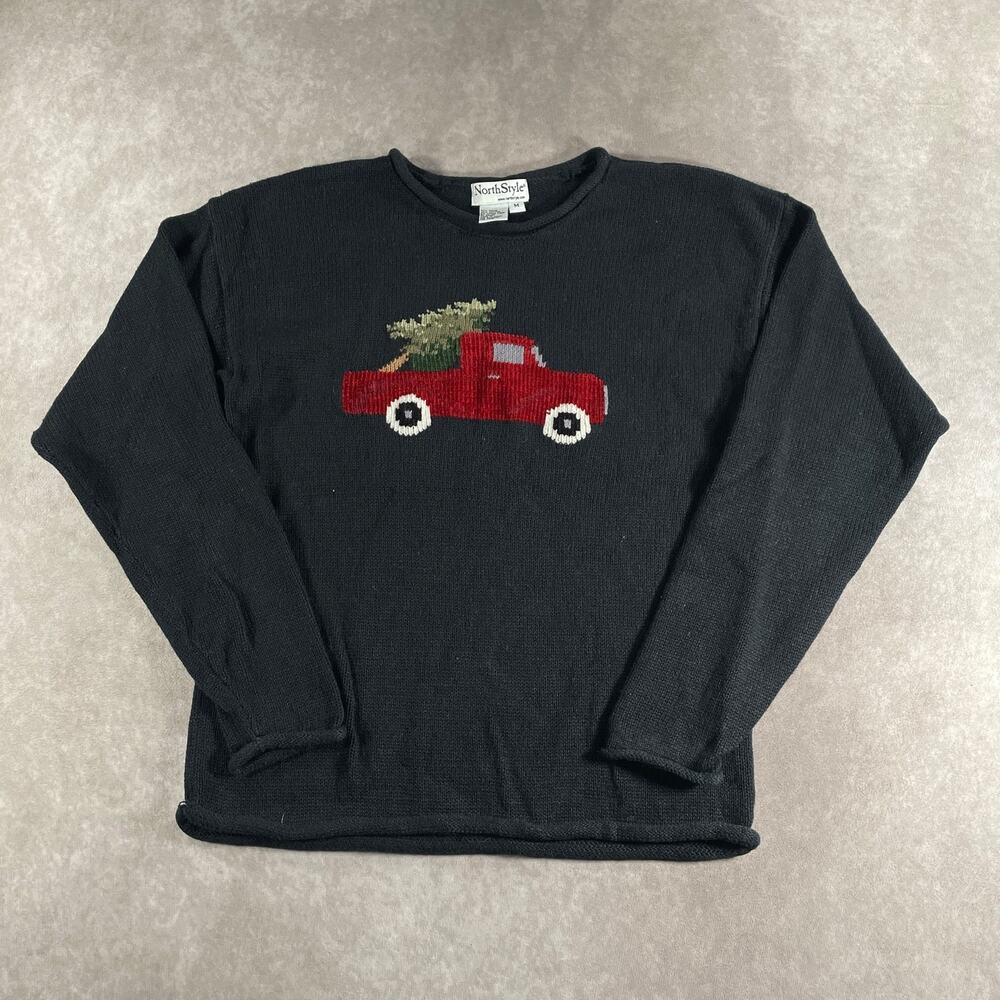 Women's Vintage NorthStyle Christmas Knit Sweater Medium Chic 00's Pullover